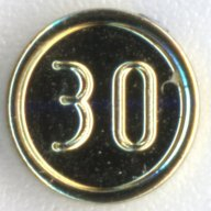 Lego mince 30, chromově zlatá (70501c CHROME GOLD)